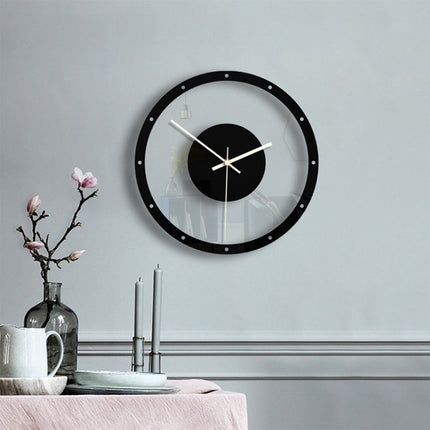 TM011 B Round Wooden Dial Transparent Acrylic Mute Wall Clock-garmade.com