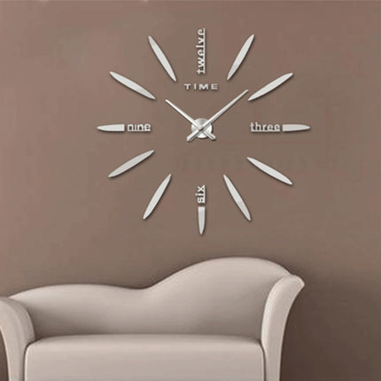 Bedroom Home Decor Large 3D Mirror DIY Wall Sticker Clock, Size: 100*100cm(Silver)-garmade.com