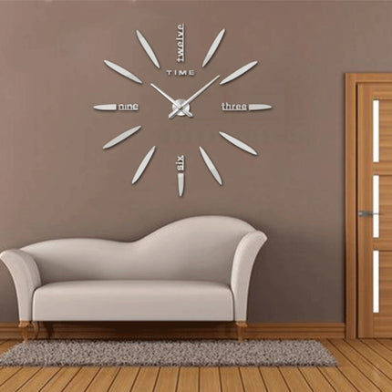 Bedroom Home Decor Large 3D Mirror DIY Wall Sticker Clock, Size: 100*100cm(Silver)-garmade.com