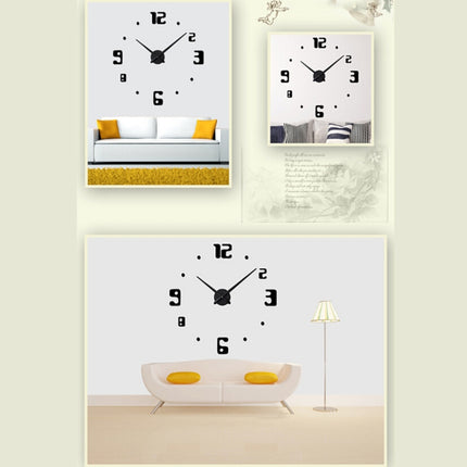 Bedroom Home Decor Frameless Large Number 3D Mirror DIY Wall Sticker Mute Clock, Size: 100*100cm(Black)-garmade.com