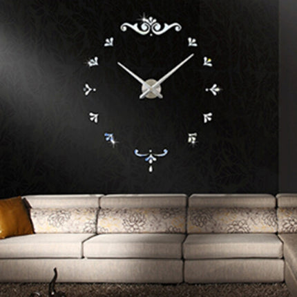 Bedroom Home Battery Operated Frameless Large 3D Mirror DIY Wall Sticker Mute Clock, Size: 100*100cm(Silver)-garmade.com