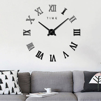 Bedroom Home Decoration Frameless Roman Numeral Large DIY Wall Sticker Mute Clock, Size: 100*100cm(Black)-garmade.com