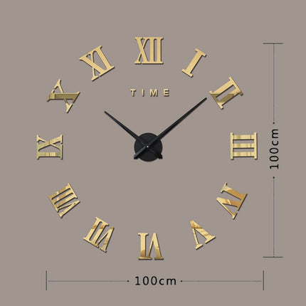 Bedroom Home Decoration Frameless Roman Numeral Large DIY Wall Sticker Mute Clock, Size: 100*100cm(Gold)-garmade.com