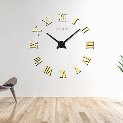 Bedroom Home Decoration Frameless Roman Numeral Large DIY Wall Sticker Mute Clock, Size: 100*100cm(Gold)-garmade.com
