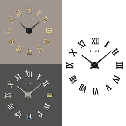 Bedroom Home Decoration Frameless Roman Numeral Large DIY Wall Sticker Mute Clock, Size: 100*100cm(Gold)-garmade.com