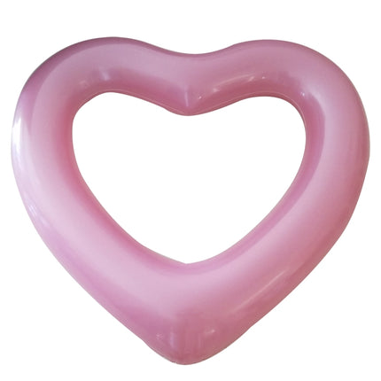 Love Heart Shaped Inflatable Floating Swimming Safety Pool Ring, Inflated Size: 120cm x 100cm (Pink)-garmade.com