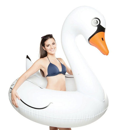 Swan Shaped Inflatable Floating Swimming Safety Pool Ring, Inflated Size: 120cm (White)-garmade.com