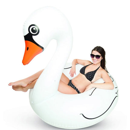 Swan Shaped Inflatable Floating Swimming Safety Pool Ring, Inflated Size: 120cm (White)-garmade.com
