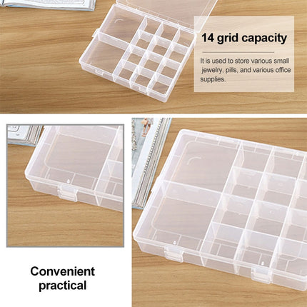 Plastic Organizer Container Storage Box 14 Slots Adjustable Divider Removable Grid Compartment for Jewelry Earring Fishing Hook Small Accessories-garmade.com