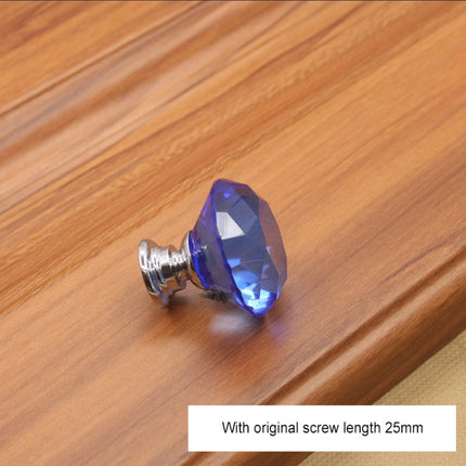 10 PCS 30mm K9 Clear Crystal Glass Chromium-plated One-hole Drawer Handle(Blue)-garmade.com