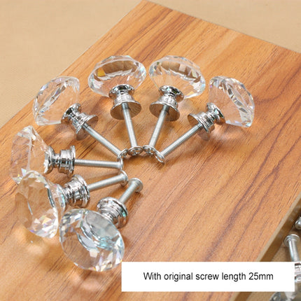 10 PCS 30mm K9 Clear Crystal Glass Chromium-plated One-hole Drawer Handle(Transparent)-garmade.com