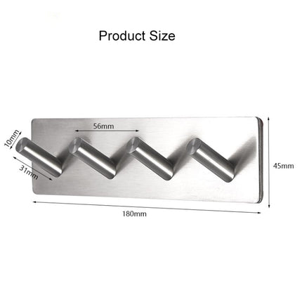Stainless Steel Four Oblique Row Hook Bathroom Non-perforated Storage Clothes Rack-garmade.com