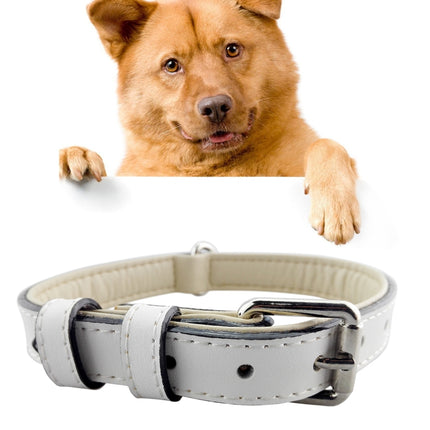 Leather Pet Dog Collar Pet Products Big Dog Collar, Size: XL, 3 * 60cm(White)-garmade.com