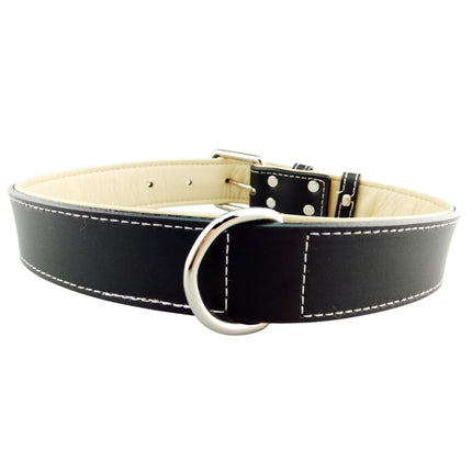 Leather Pet Dog Collar Pet Products Big Dog Collar, Size: L, 2.5 * 51cm(Black)-garmade.com