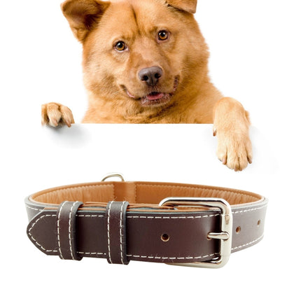 Leather Pet Dog Collar Pet Products Big Dog Collar, Size: M, 2 * 42cm(Complexion)-garmade.com