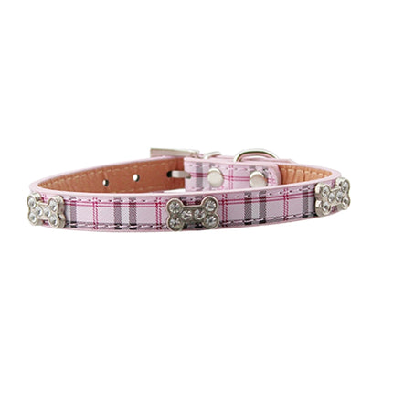 PU Leather with Bone Designs Pet Dog Collar Pet Products, Size: L, 2.5 * 51cm(Pink)-garmade.com