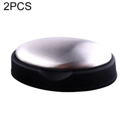 2 PCS Portable Cleaning Stainless Steel Oval Hand Soap Eliminating Odour Remover with Base, Random Style Delivery-garmade.com