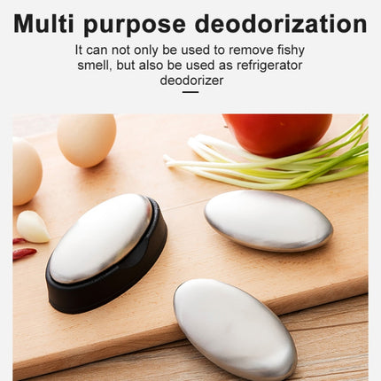 2 PCS Portable Cleaning Stainless Steel Oval Hand Soap Eliminating Odour Remover with Base, Random Style Delivery-garmade.com