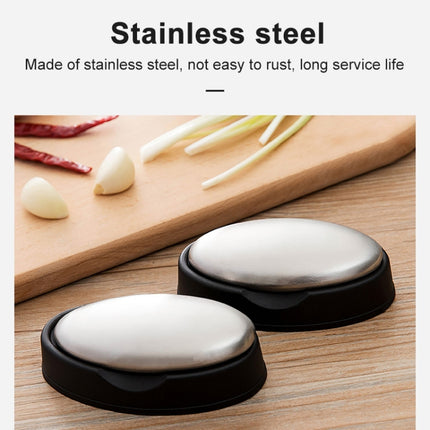 2 PCS Portable Cleaning Stainless Steel Oval Hand Soap Eliminating Odour Remover with Base, Random Style Delivery-garmade.com