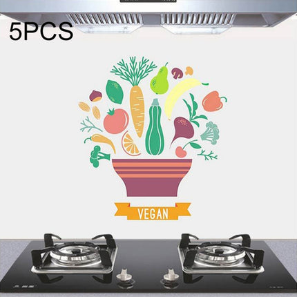 5 PCS Fruit Vegetable Pattern Household Kitchen Self-adhesive High Temperature Resistance Oil Resistant Wall Stickers Size: 60x90cm-garmade.com