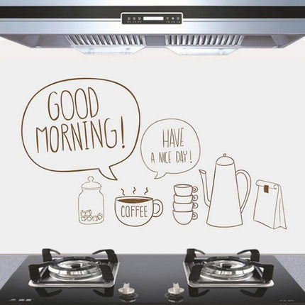 5 PCS Sweet Coffee Pattern Household Kitchen Self-adhesive High Temperature Resistance Oil Resistant Wall Stickers Size: 60x90cm-garmade.com
