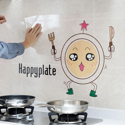 5 PCS Funny Plate Pattern Household Kitchen Self-adhesive High Temperature Resistance Oil Resistant Wall Stickers Size: 60x90cm-garmade.com