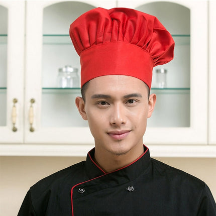Simple Style Chef Pastry Chef Cap Mushroom Cap(Red)-garmade.com