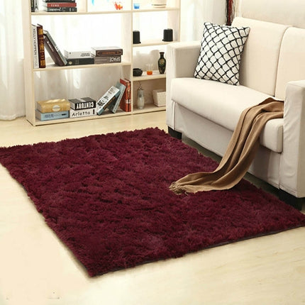 Bedroom Living Room Warm Faux Plush Carpet Floor Fluffy Soft Mat, Size：200x400cm(Wine Red)-garmade.com