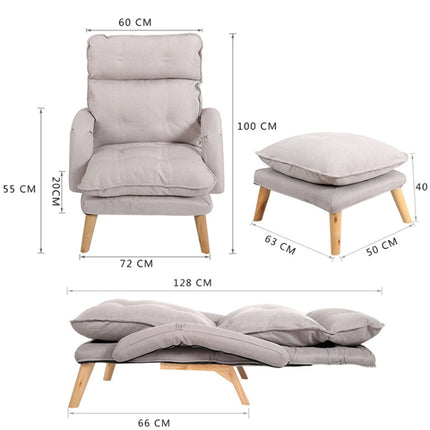 F3 Lazy Sofa Armrest Bedroom Leisure Japanese Folding Fabric Lounge Chair (Coffee)-garmade.com