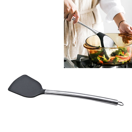 kn605 Stainless Steel Handle Silicone Slice High Temperature Resistance Cooking Slice(Grey)-garmade.com