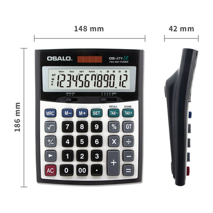 OSALO OS-2TV 12 Digits Desktop Tax Rate Calculator Solar Energy Dual Power Calculator-garmade.com
