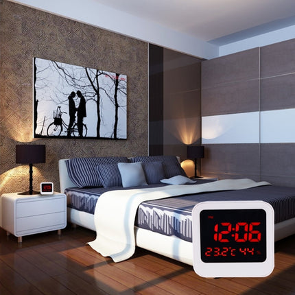 Desk Table Digital Backlight LED Alarm Clock with Time & Date & Temperature & Humidity Display-garmade.com