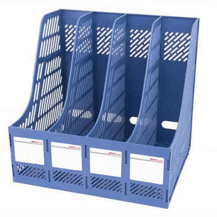 4 Sections Desk Organizer Office Supplies Accessories Desktop Tabletop Sorter Shelf(Blue)-garmade.com