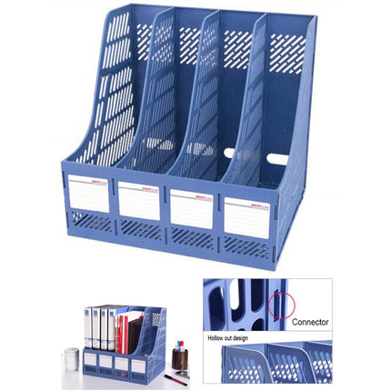 4 Sections Desk Organizer Office Supplies Accessories Desktop Tabletop Sorter Shelf(Blue)-garmade.com