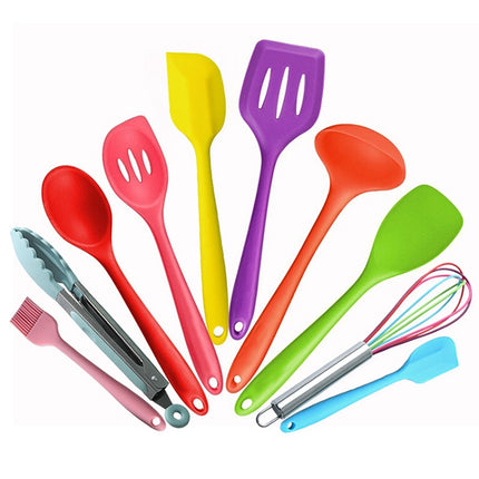 kn607 10 in 1 Colorful Silicone Kitchen Tools Set-garmade.com
