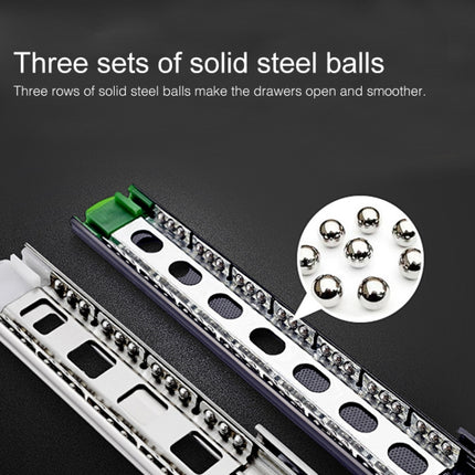 14 inches 3-section Mute Stainless Steel Sliding Drawer Slides Ball Slide Rail Length: 35cm-garmade.com