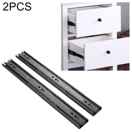 2 Pairs 14 inches 3-section Mute Cold Rolled Steel Sliding Drawer Slides Ball Slide Rail Length: 35cm-garmade.com