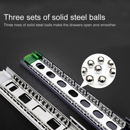 2 Pairs 14 inches 3-section Mute Cold Rolled Steel Sliding Drawer Slides Ball Slide Rail Length: 35cm-garmade.com