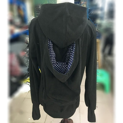 Three-in-one Multi-function Mother Kangaroo Zipper Hoodie Coat with Front Cap Size: S, Chest: 85-88cm, Waist: 65-67cm, Hip: 91-94cm (Black+Blue)-garmade.com