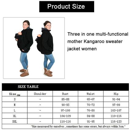 Three-in-one Multi-function Mother Kangaroo Zipper Hoodie Coat with Front Cap Size: S, Chest: 85-88cm, Waist: 65-67cm, Hip: 91-94cm (Black+Blue)-garmade.com