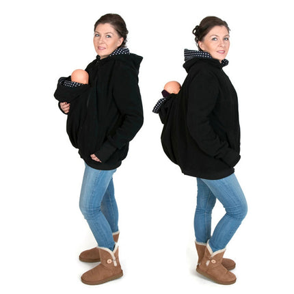 Three-in-one Multi-function Mother Kangaroo Zipper Hoodie Coat with Front Cap Size: M, Chest: 90-93cm, Waist: 70-72cm, Hip: 97-99cm (Black+Blue)-garmade.com