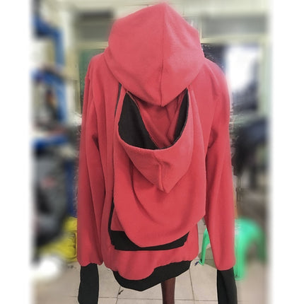 Three-in-one Multi-function Mother Kangaroo Zipper Hoodie Coat with Front Cap Size: M, Chest: 90-93cm, Waist: 70-72cm, Hip: 97-99cm (Red)-garmade.com