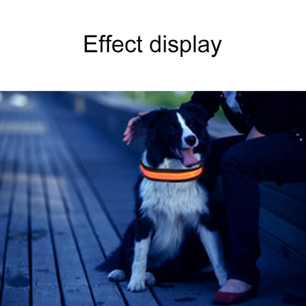 Medium and Large Dog Pet Solar + USB Charging LED Light Collar, Neck Circumference Size: M, 40-50cm(Orange)-garmade.com