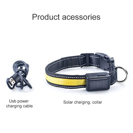 Medium and Large Dog Pet Solar + USB Charging LED Light Collar, Neck Circumference Size: S, 35-40cm(Orange)-garmade.com