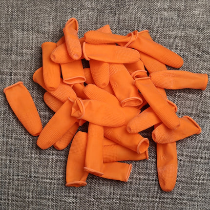 100 PCS Antistatic Antislip Durable Fingertips Latex Protective Gloves, Size: S, 2.4*5.5cm(Orange)-garmade.com