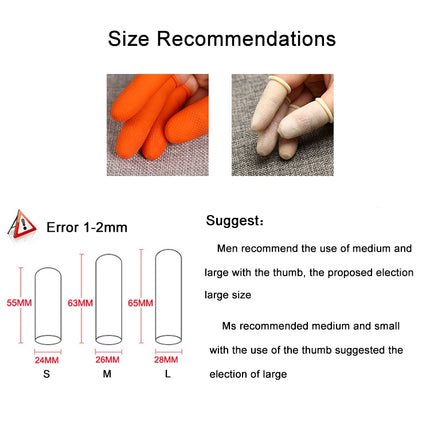 100 PCS Antistatic Antislip Durable Fingertips Latex Protective Gloves, Size: S, 2.4*5.5cm(Orange)-garmade.com