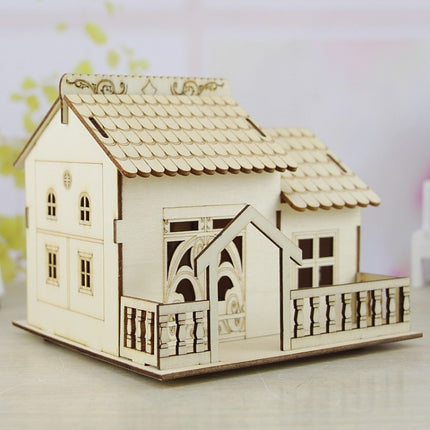 Creative Wooden Night Light Villa Money Coin Storage Box, Random Pattern Delivery-garmade.com