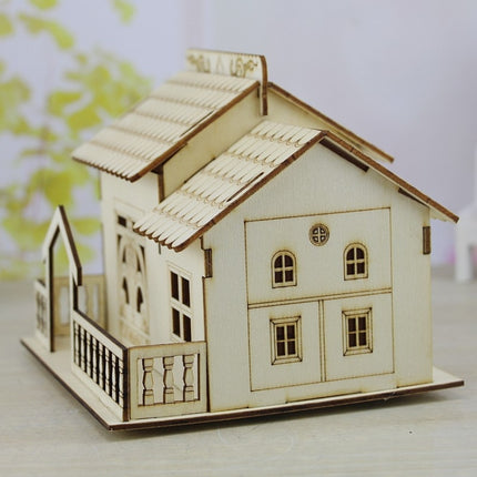 Creative Wooden Night Light Villa Money Coin Storage Box, Random Pattern Delivery-garmade.com