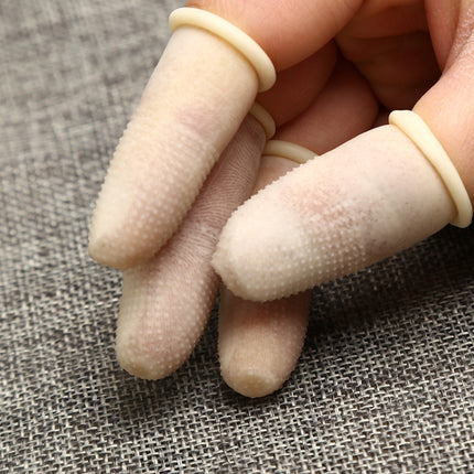 100 PCS Antistatic Antislip Durable Fingertips Latex Protective Gloves, Size: M, 2.6*6.3cm(Khaki)-garmade.com