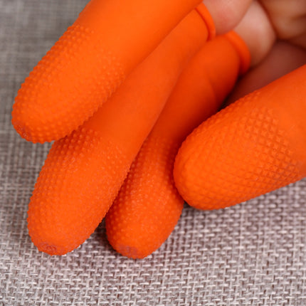 100 PCS Antistatic Antislip Durable Fingertips Latex Protective Gloves, Size: L, 2.8*6.5cm(Orange)-garmade.com